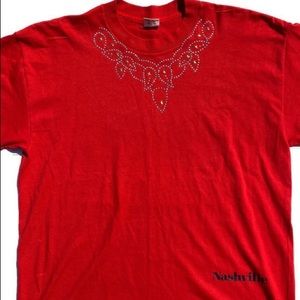 Vintage Red Nashville Dazzled Cowgirl Tee